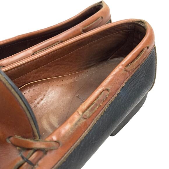 Allen Edmonds Nashua Mens Leather Slip On Navy Brown Tassel Loafers Shoes 10 EE - Picture 12 of 16